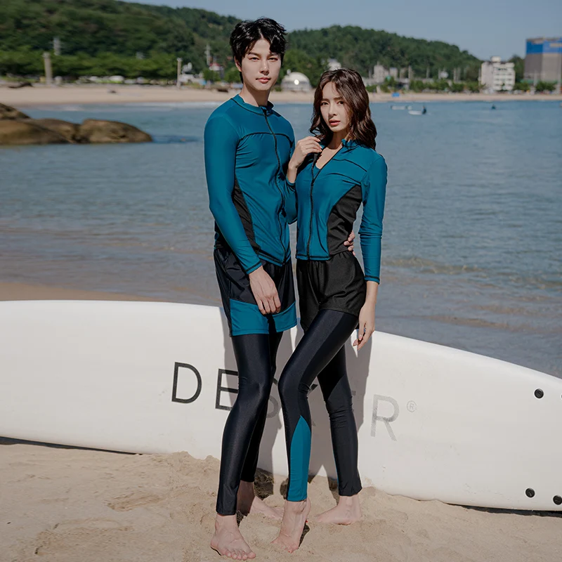 

Wisuwore Couple Sports Zipper Surfing Scuba Suit Men's 2023 Korean New Ins Wind Sunscreen Conservative Long Sleeve Swimwear