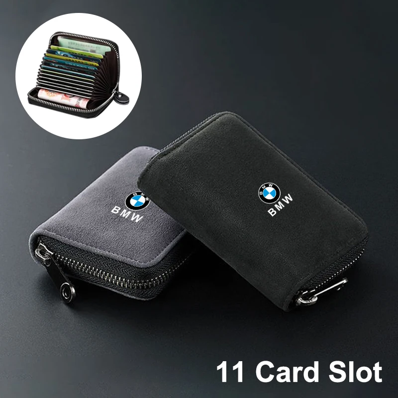 Women Men Wallet Car Logo Driver Licence Card Holder Bags Zip Coin Purse For BMW G30 G32 G11 G12 G20 G01 G02 G08 F15 F16 E90 E60