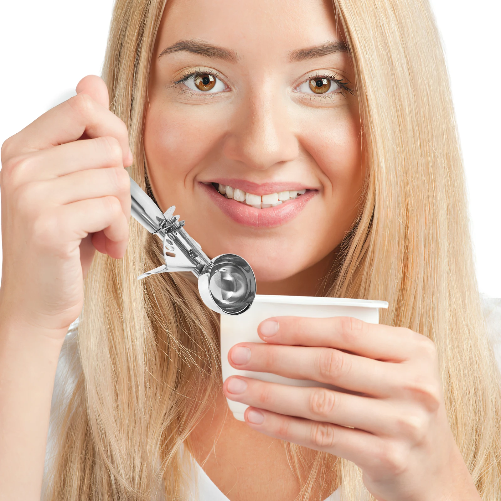 

Premium Stainless Steel Ice Cream Scoop Medium Cookie Dough Melon Baller Spoon Mashed Potatoes Meatballs Easy Clean