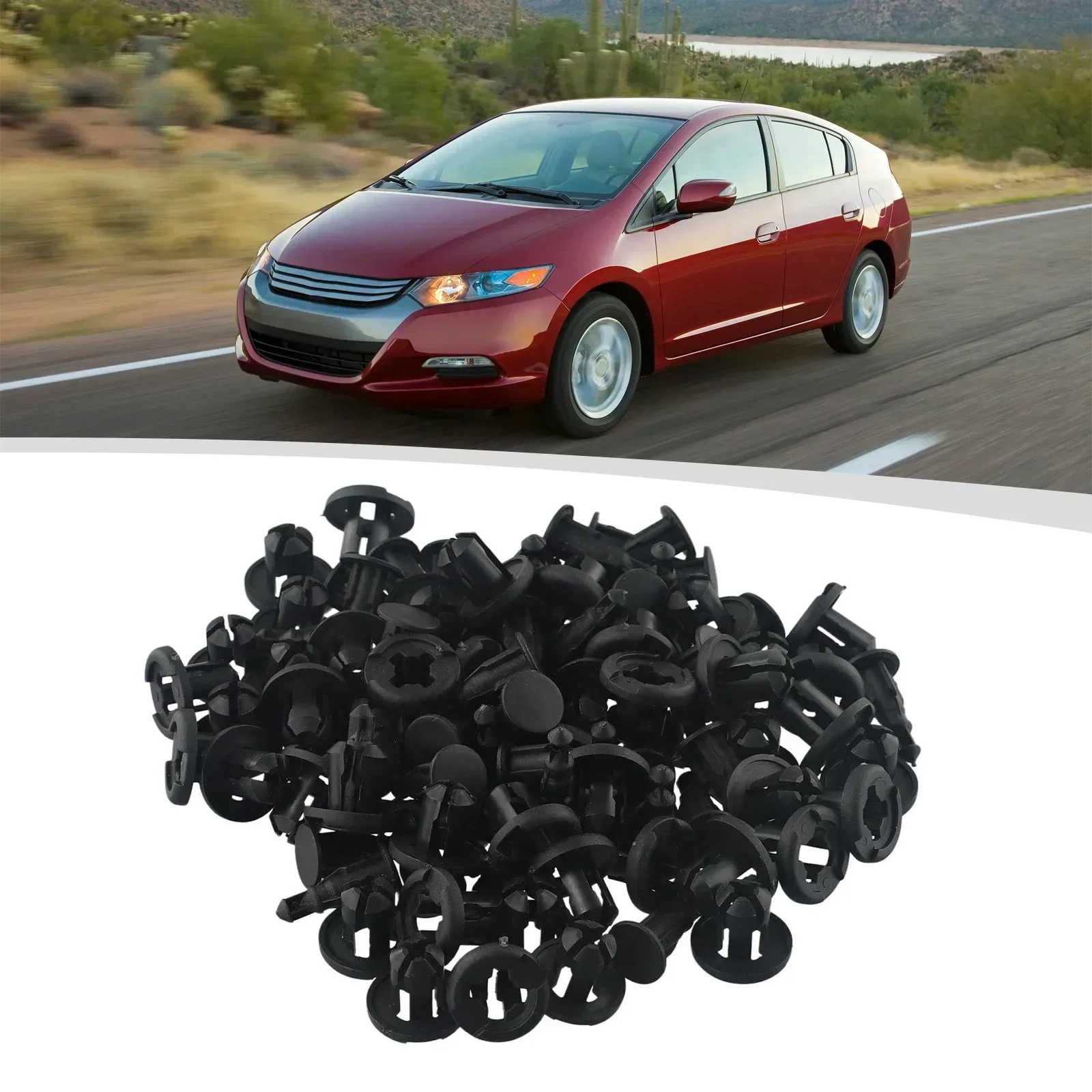 

50pcs Car Fastener Clips Nylon Rivet Fastener Bumper Clip Retainers Screw Fender For Honda Retainers Fastener Kits Accessories