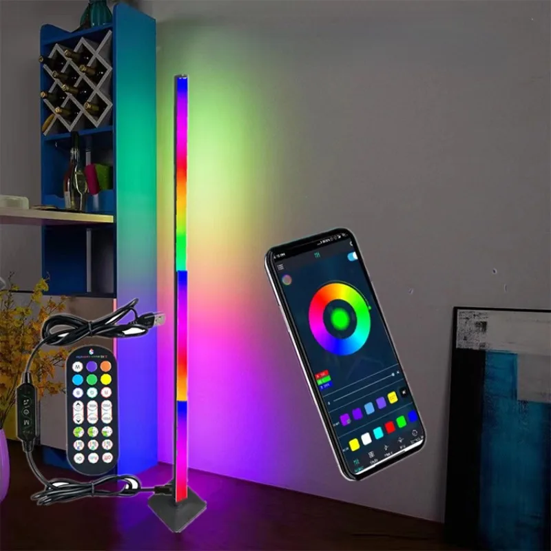 

140CM LED Colorful RGB Floor Lamp Wall Corner Neon Tube Running Horse Flow Bluetooth APP Voice Controlled Atmosphere Light