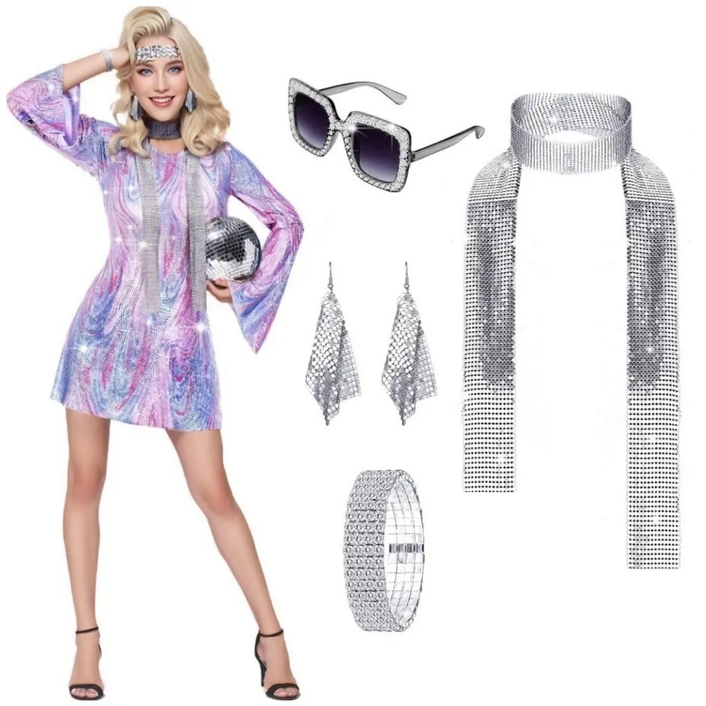 Aluminum Alloy Geometric Earring Set Sparkling Disco Themed Props Making Even More Dazzling set 3