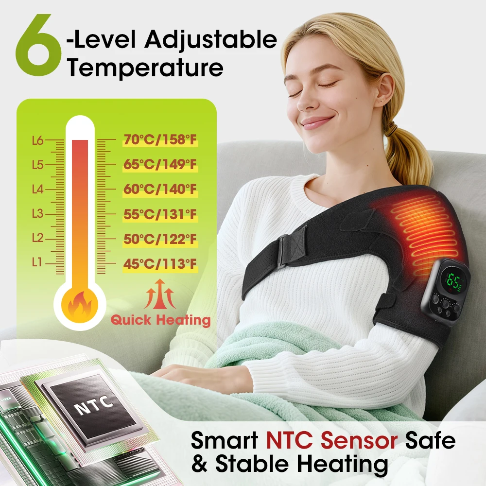 Electric Shoulder Heating Vibration Massager,Cordless Massage Shoulder Brace,Joint Muscle Relax,Smart APP Detachable Controller