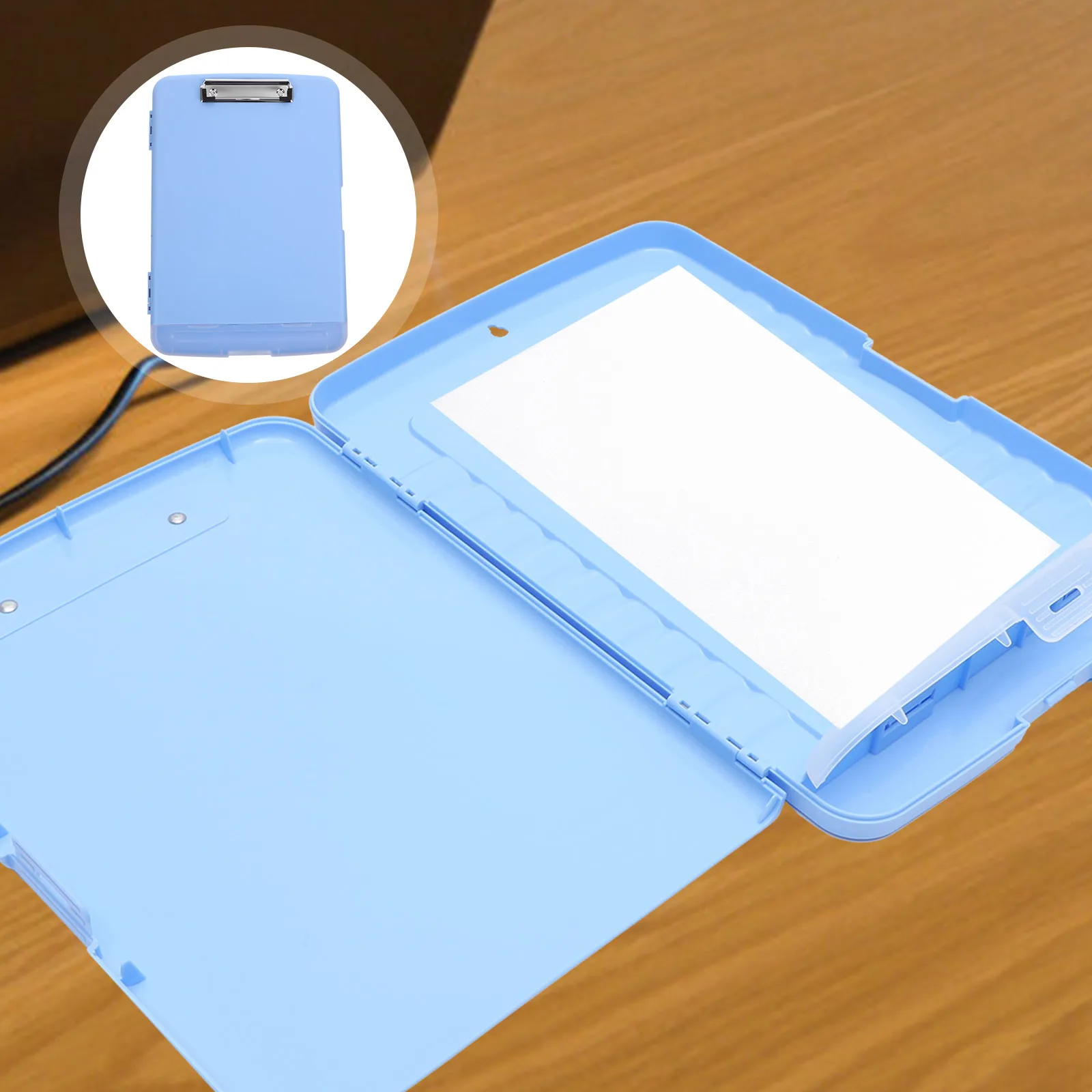 

Multi-Function Storage Clipboard A4 File Organizer Portable Paper Box Document Holder Pp Plastic Lightweight Office Home Use
