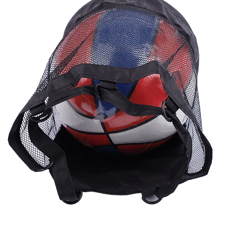 2024 New Portable Black Basketball Mesh Bag Outdoor Football Soccer Storage Volleyball Backpack Ball Fitness Training Bag