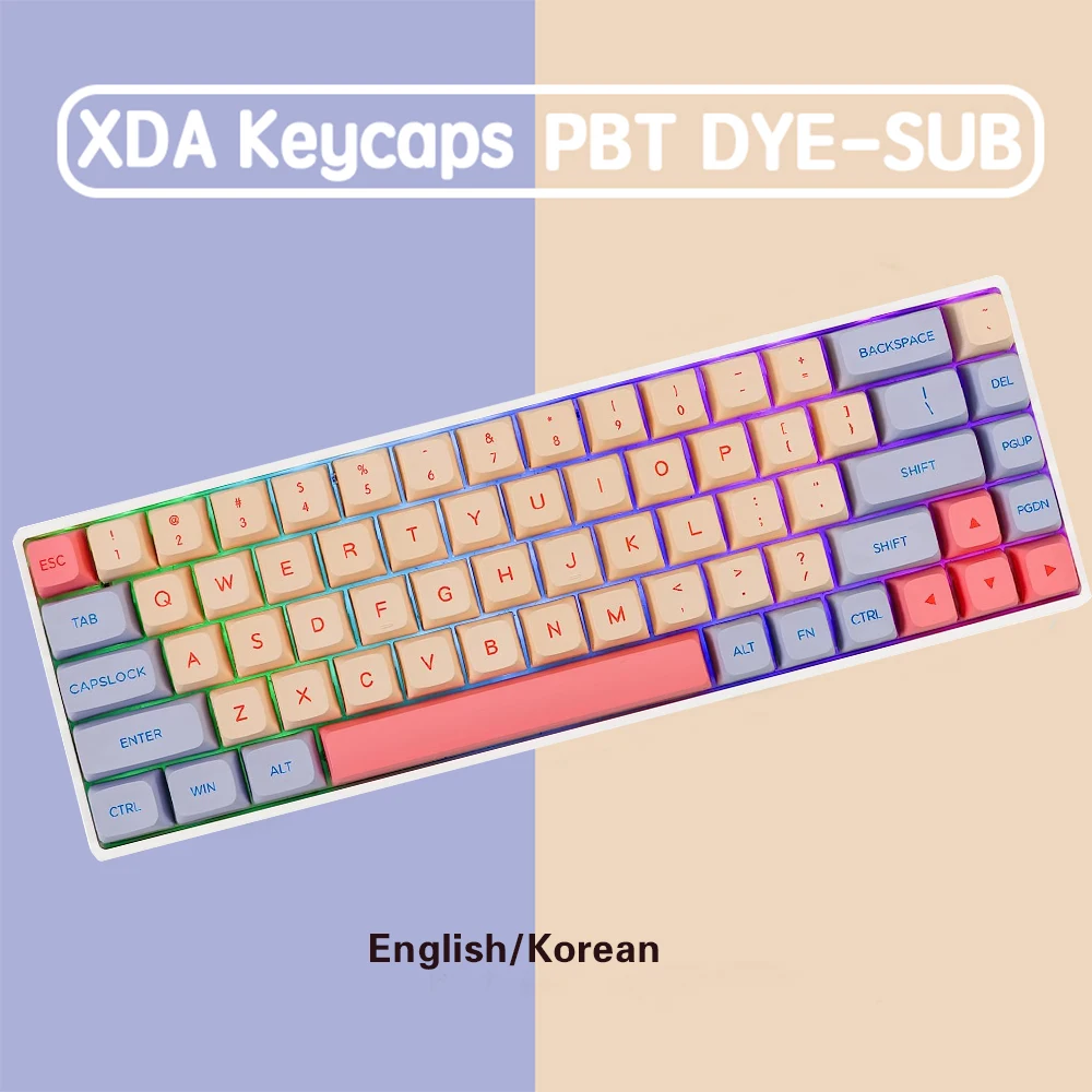 

132Key Cute Marshmallow English Korean Keycaps For Mechanical Keyboard MX Switch PBT Dye Sublimation XDA Profile KeyCap