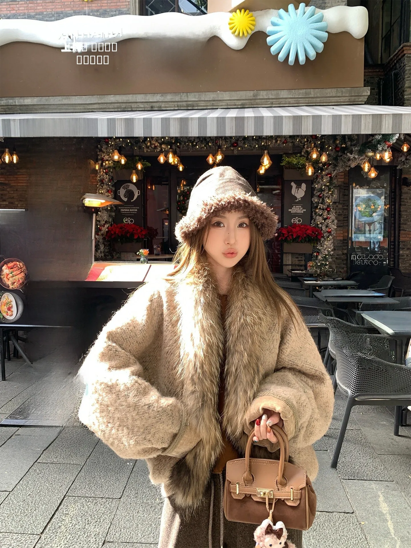 

Moka Real Fur Collar down Jaet Women's Loose Fit Casual Sle Winter Coat Long Sve ort Length Other Material Outerwear
