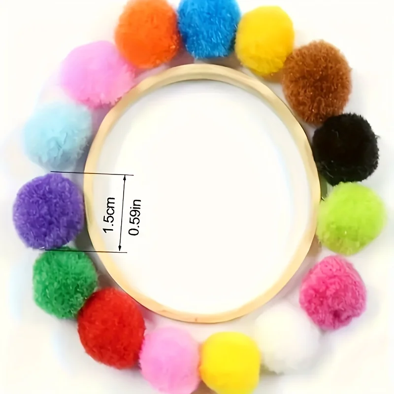 100Pcs Polypropylene 0.59 inch Plush Ball Decorative Pompom Colorful Additions High Elastic Pompom
