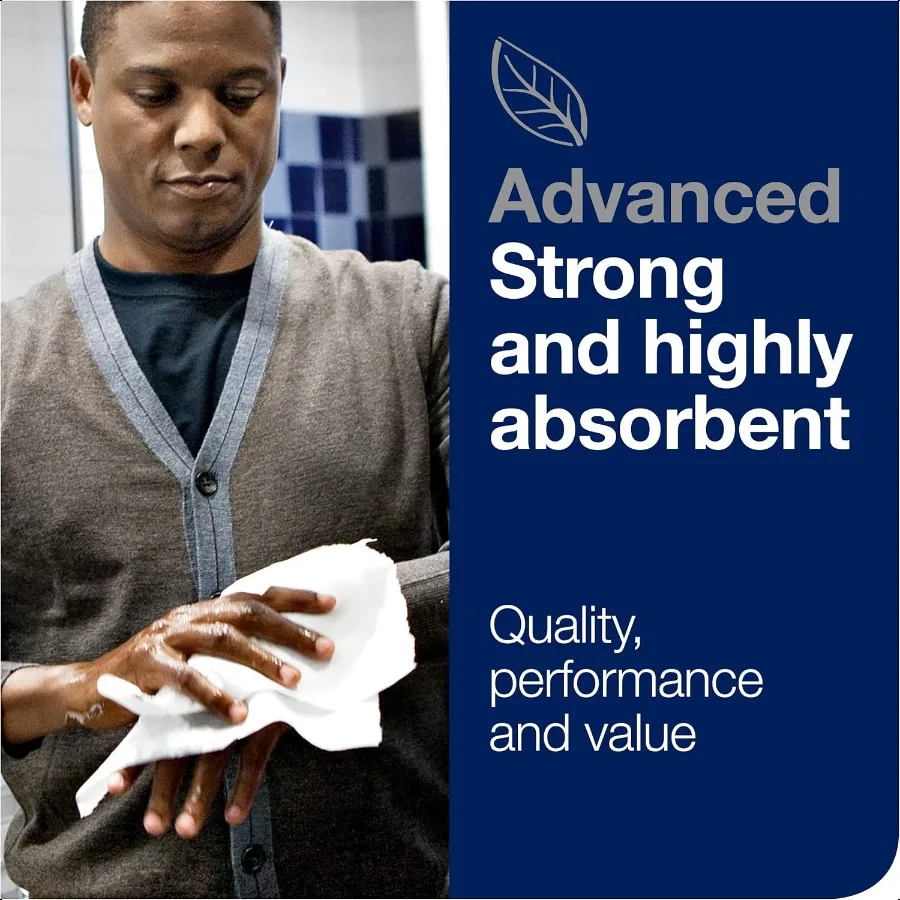 Rollo de toalla de mano Matic blanco con hoja gris Advanced H1 100 fibra reciclada alta absorción capacidad media 2 capas 6 rollos x 525 pies