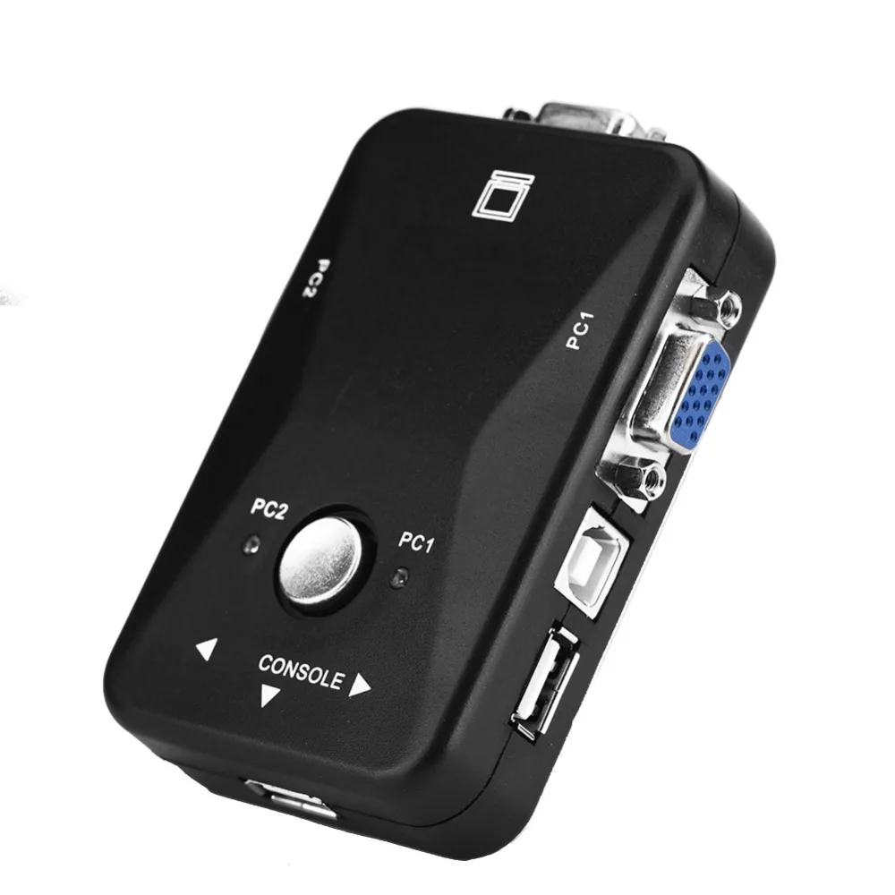 

2-портовый USB 2.0 KVM-переключатель с интерфейсом VGA, функцией Plug and Play, ручным переключением и адаптером для совместного использования видео через USB 2.0