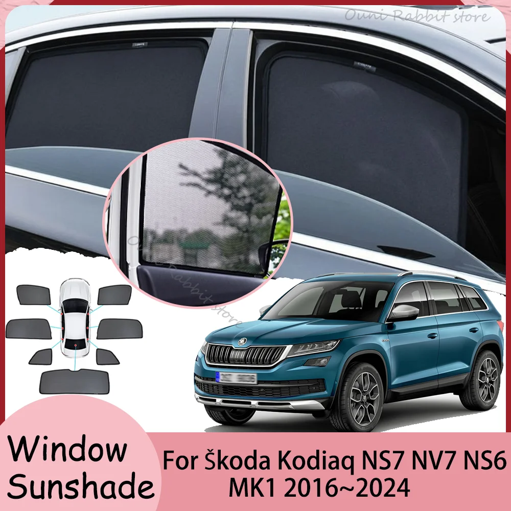 

Для Skoda Kodiaq NS7 NV7 NS6 2016~2024 2017 2018 2019 2020 2021 2022 2023: Магнитные сетчатые солнцезащитные шторки для боковых окон автомобиля, аксессуары