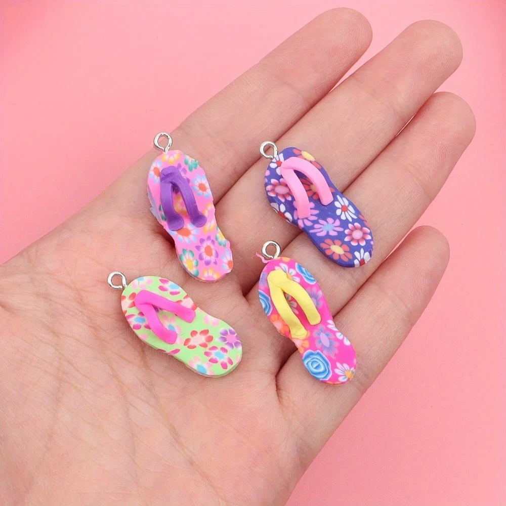 5/12/24pcs Multi-color Beach Shoe Shaped Pendant,For DIY Jewelry Making,For Valentine's Day,summer Vacation Accessory Decoration