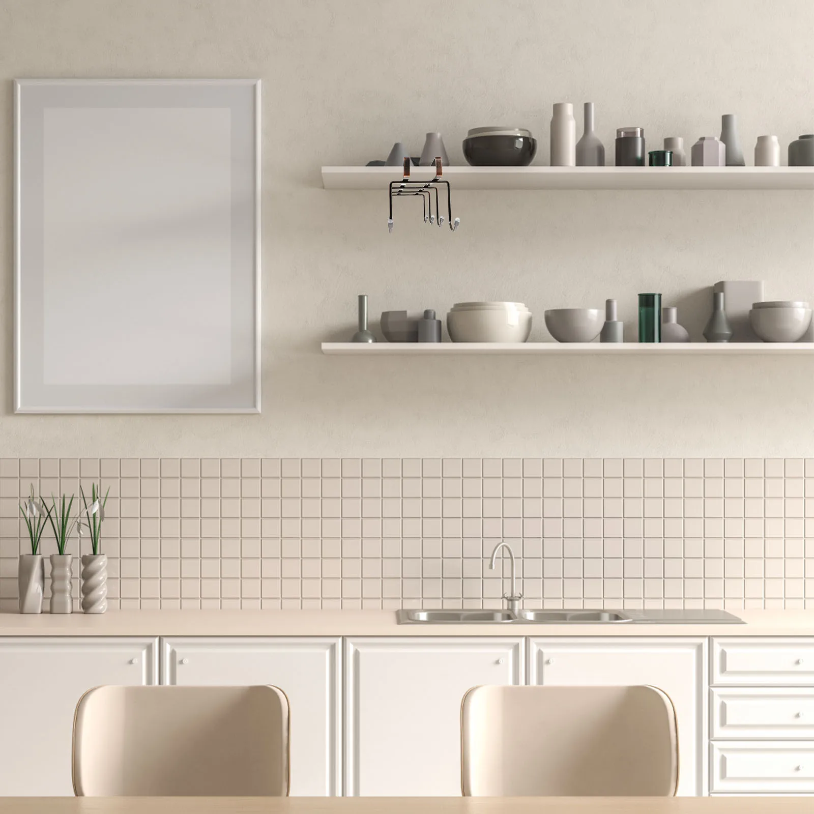 

Multi-Functional Cup Draining Rack Punch Free Kitchenware Hanger Cabinet Bottom Hook Hanging Cooking Utensil Holder Iron Cooker