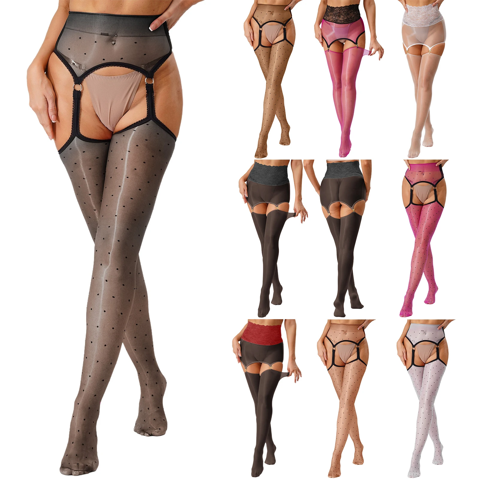 Damska bielizna erotyczna, kusząca, prześwitująca, pończochy z podwiązkami, koronkowe rajstopy z kwiatowym wzorem, rajstopy z otwartym kroczem, body, rajstopy z noskiem, erotyczne legginsy.