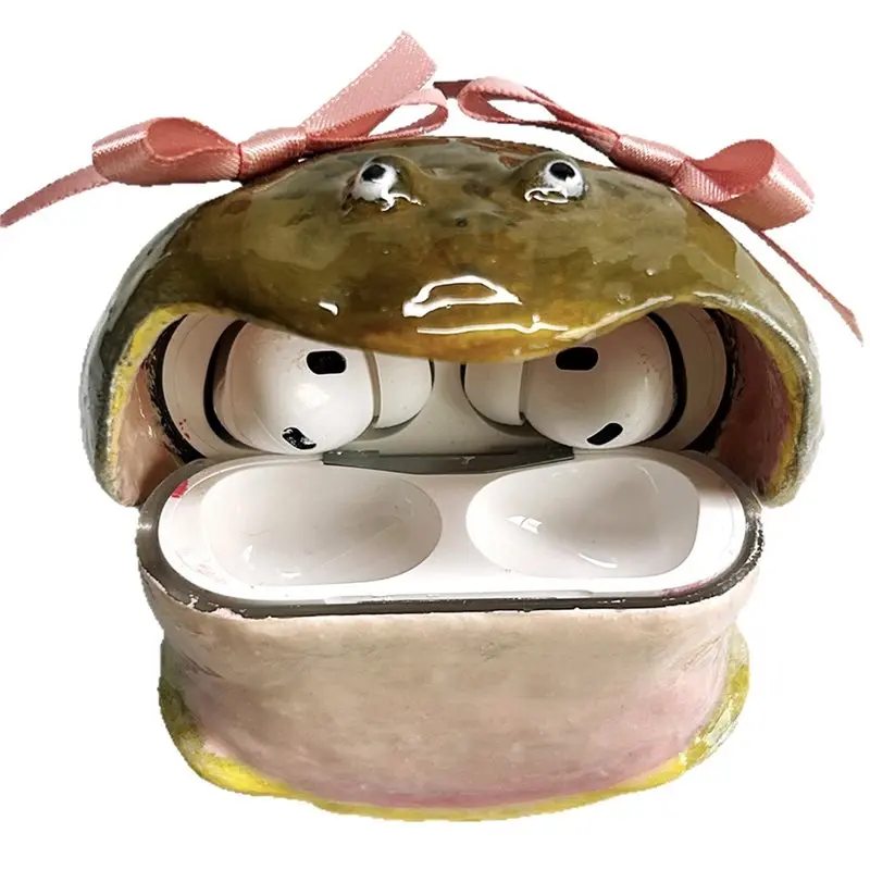 

Чехол B67C Frog Case, защитный чехол для наушников ручной работы в виде уродливой лягушки, защита от царапин и падений, для Pro 3 - забавный подарок, Creat