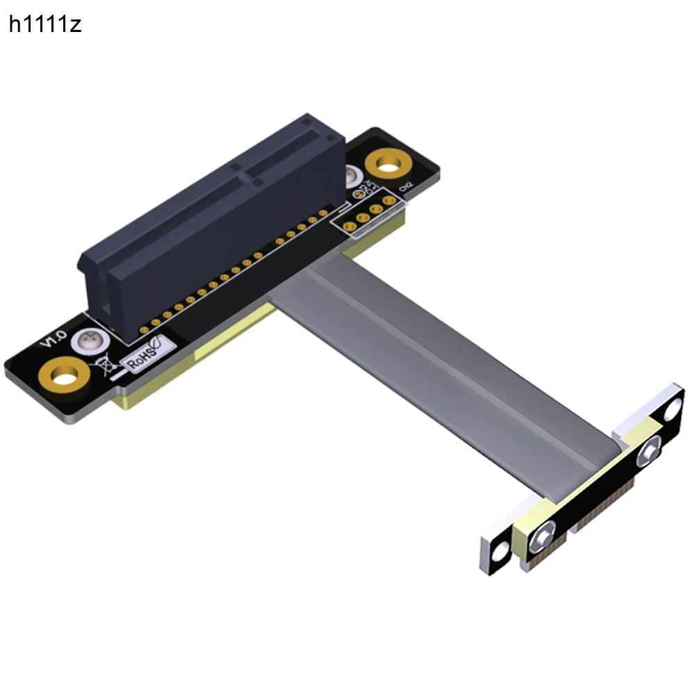 PCIE Riser PCIe3.0 x1 Male to x4 Female Cable EMI Shielding 8Gbps PCI-E III 1x 4x Riser Extender Ribbon Cable Elbow Right Angled