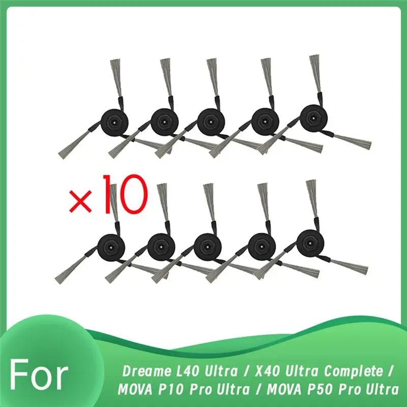 AEE2-10 Pcs Side Brush For Dreame L40 Ultra / X40 Ultra Complete / MOVA P10 Pro Ultra / MOVA P50 Pro Ultra Robot Vacuum