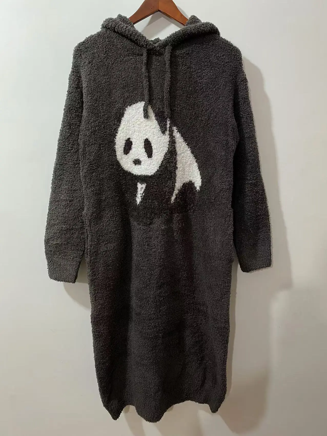 Autumn Winter Japanese Style Original Panda Pique Thick Fur Thread Long Dress Gp Hooded Long Sleepwear Night Gown Casual Dresses