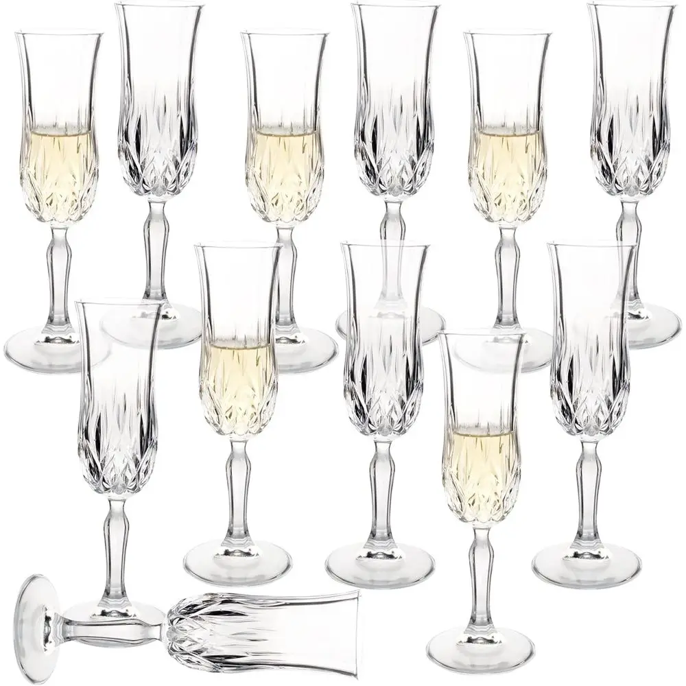 

Set of 12, 4.4Oz Premium Stemmed Vintage Champagne Glasses, Elegant Sparkling Wine Glasses for Birthday, Wedding, Anniversary