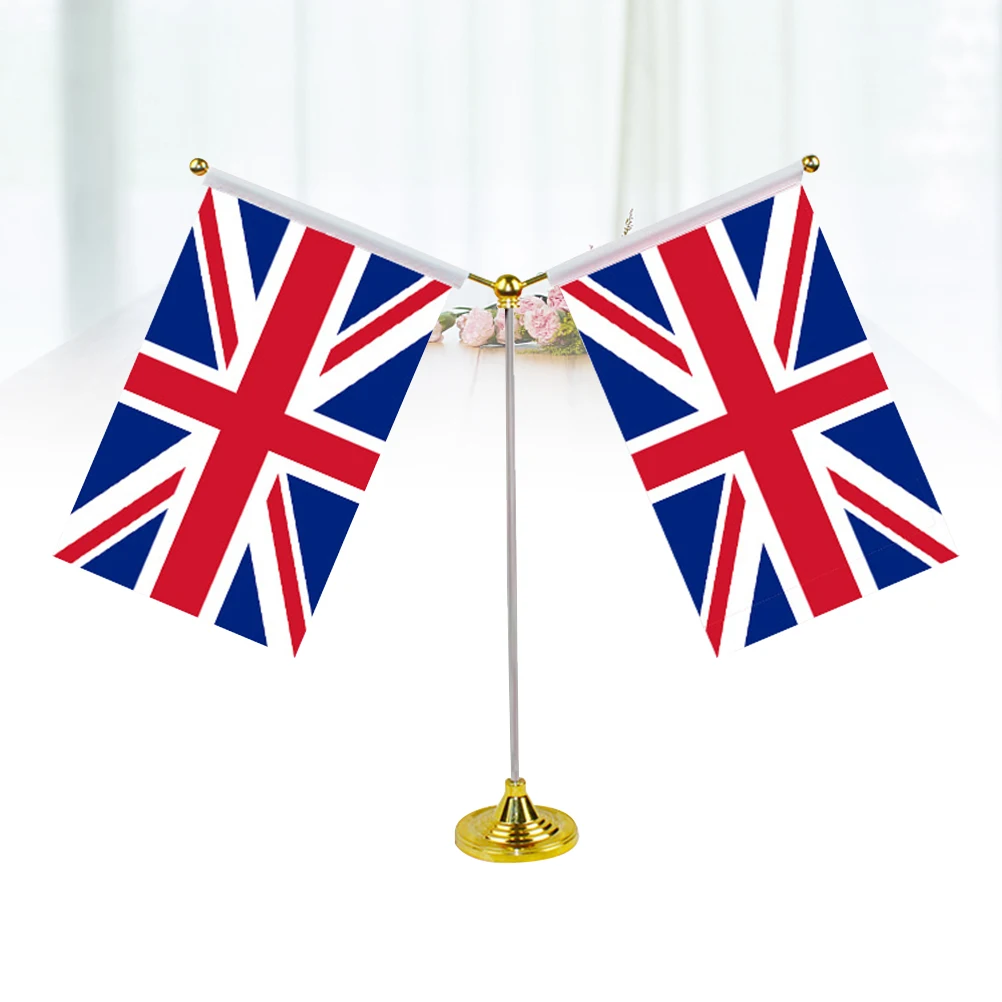 

UK Desktop Polyester Metal Suitable Britain Table Flag Conferences Office Union Jack Britain Mini Table Decor
