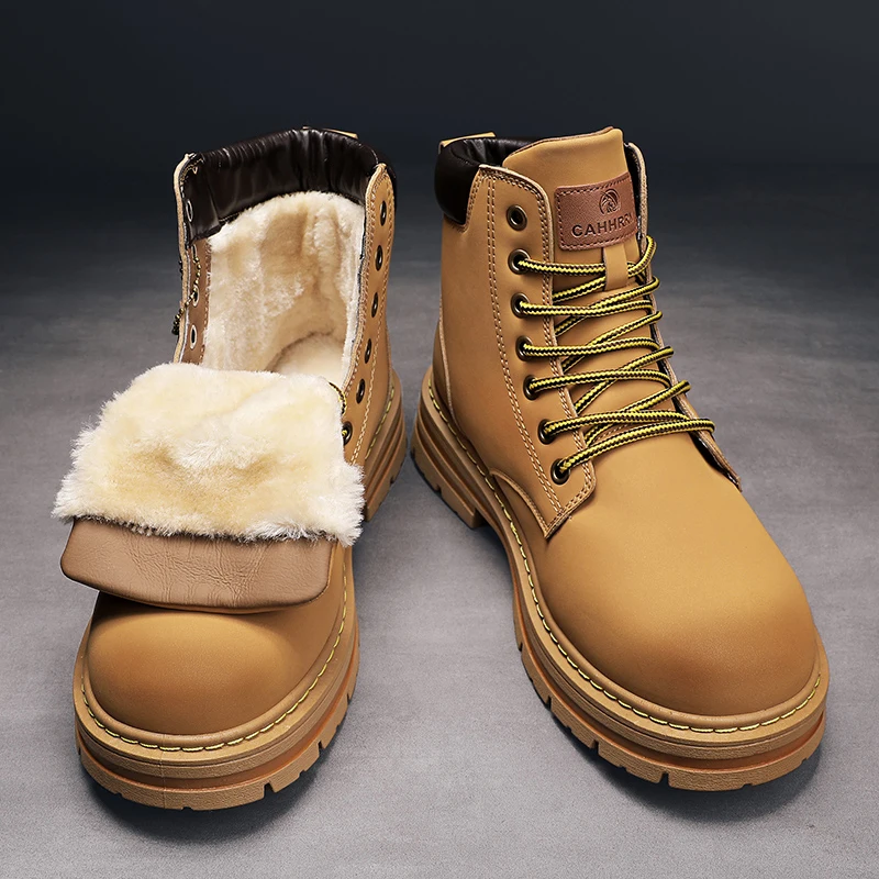 New Men's Winter Boots Quality Men's Motorcycle Ankle Boots Man Cotton Platform Shoe Men Walking Snow Boots Botas Hombre