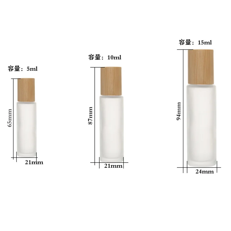 5 مللي 10 مللي 15 مللي غطاء من الخيزران الطبيعي متجمد الزجاج لفة على زجاجة تدليك كريم عين زجاجة دوارة عينة عطر زجاجة محمولة #4