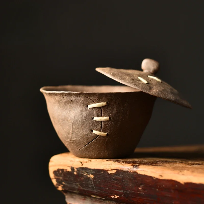 Stoneware Vintage Laoyan Mud Ercai Bowl A Pot and a Cup of Tea Set Imitating Curium Nails Purely Hand-kneaded Tureen Handmade