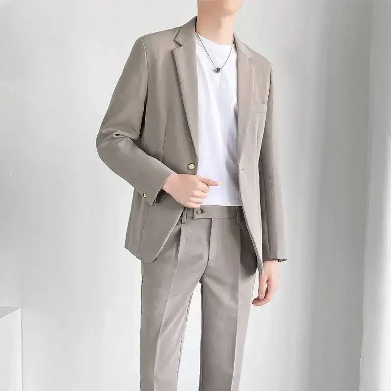 Terno formal profissional masculino, vestido de casamento de padrinho, estilo coreano, justo, pequeno, outono, H91, 3 peças