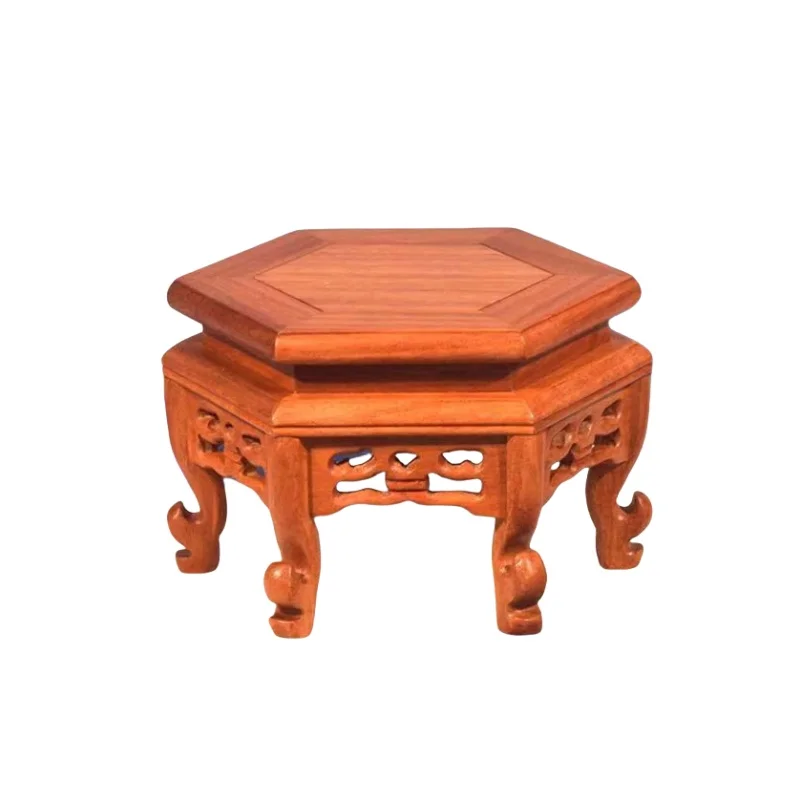 

Wooden Miniature 6-side Table Figurines Vase Flower Pot Tray Stand Coffee Tea Sets Pedestal Bonsai Plant Rack Home Decoration