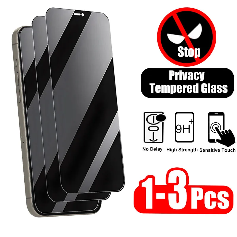 1-3Pcs Anti-spy Tempered Glass For Apple iPhone 15 Pro Max 13 12 14 11 Plus Mini Privacy Screen Protector Full Cover Accessories