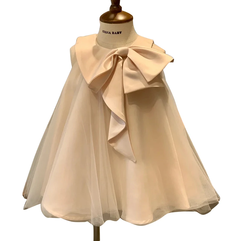 Robes de princesse mignonnes de demoiselle d'honneur pour mariage, dentelle de tulle à gros nœud, petite robe de Rhde reconstitution historique, quelle que soit la robe de première communion, 1 à 8 ans