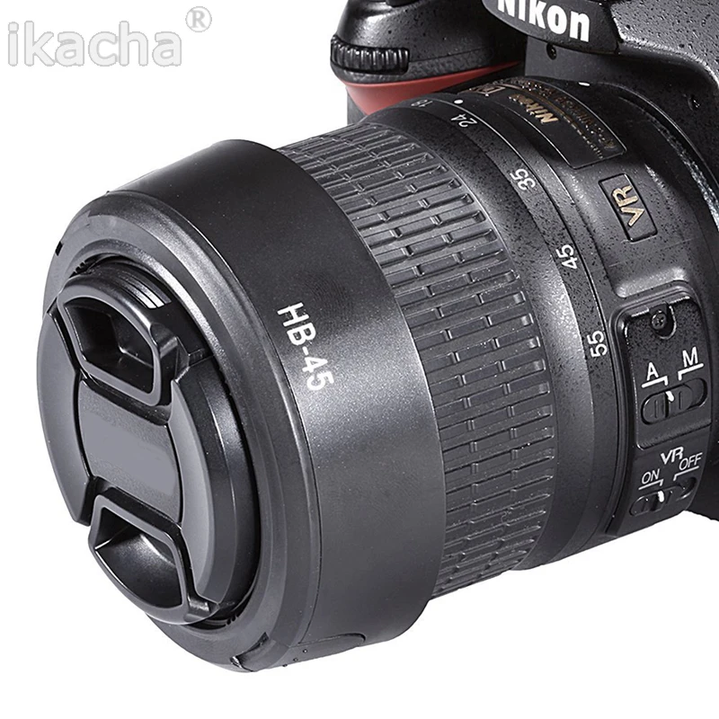 2026 HB-45 HB45 Parasol de 52mm para lente de cámara Nikon AF-S DX 18-55mm F/3.5-5.6G VR D3100 D3000 D5100