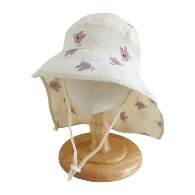 Comfortable Baby Fisherman Hat with Shawl Part for Outdoor Adventure 2 to 6 Years Infants Bucket Caps Stylish Headgear 425F