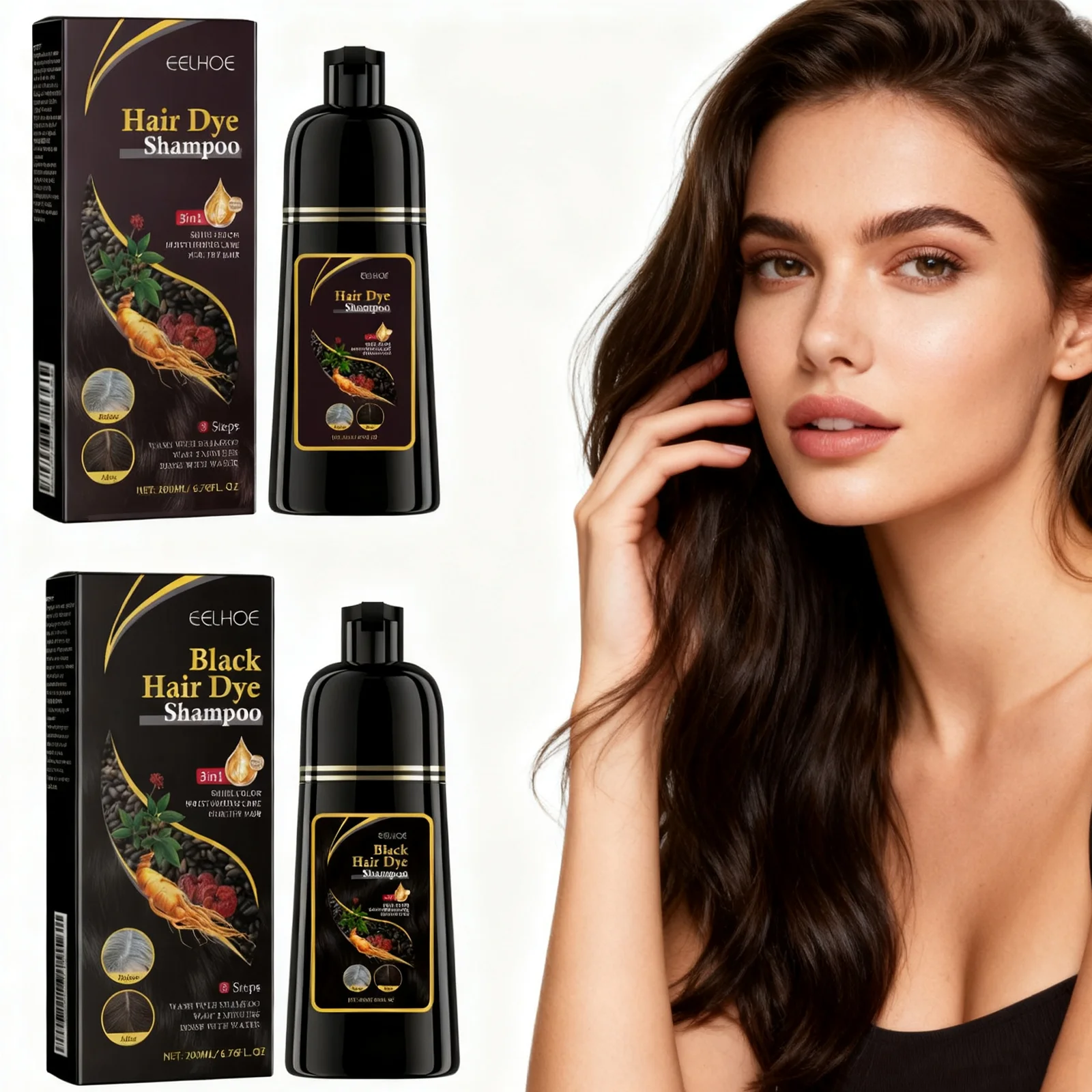 

Eelhoe Gray Coverage Shampoo - Color Depositing & Herbal Hair Care Deep Moisture Long-Lasting Fresh Tone Boost Hair Vitality