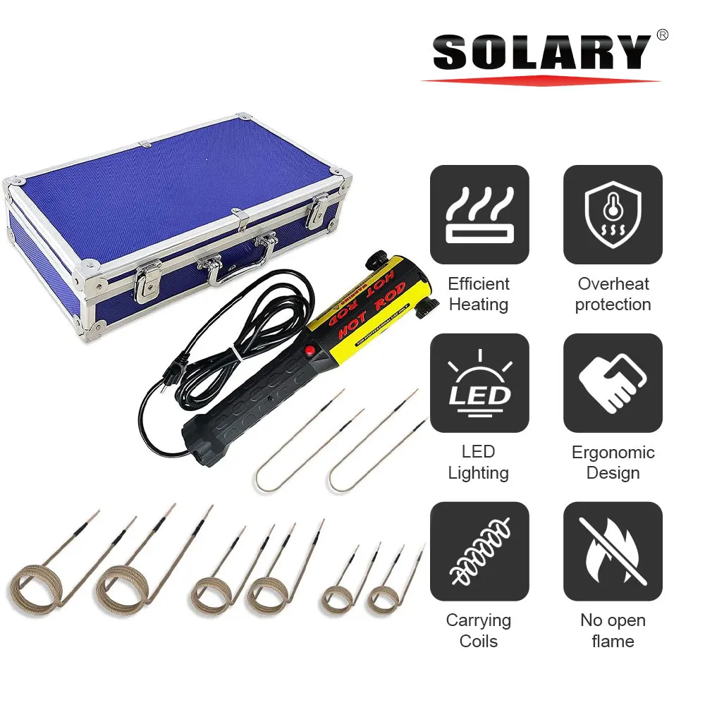 

Solary Heat Induction Tool Kit 110V 220V Auto 1000W Heat with 8 Coils 1KW Car Repair power Tool