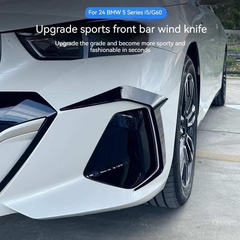 

Gloss Black ABS Car Styling Front Wind Knife Decoration Strips For BMW 5 Series i5 G60 2024-2025 Exterior Accessories