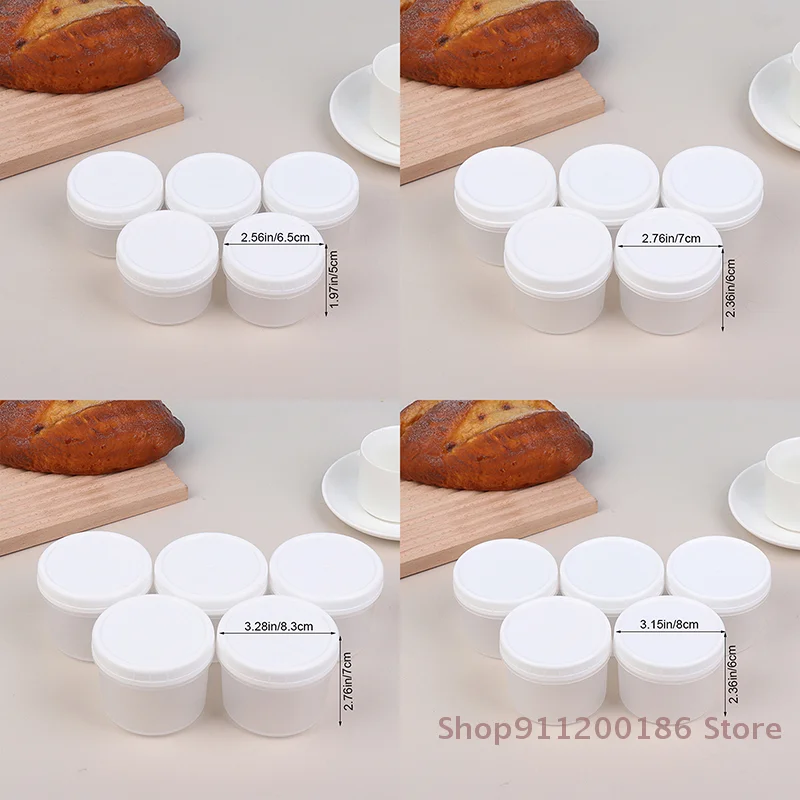 New~5Pcs Refillable Round Plastic Food Empty Jar With Lids Sealed Fresh Box Portable Ice Cream Yogurt Storage Freezer Containers