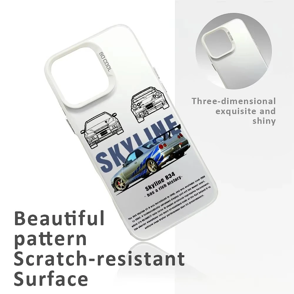 حافظة هاتف F-Fast and F-Furious R-R34 لهاتف آيفون 17 برو 16 15 14 13 12 11 Pro Max 16 Plus 16E 17 غطاء خلفي مضاد للصدمات