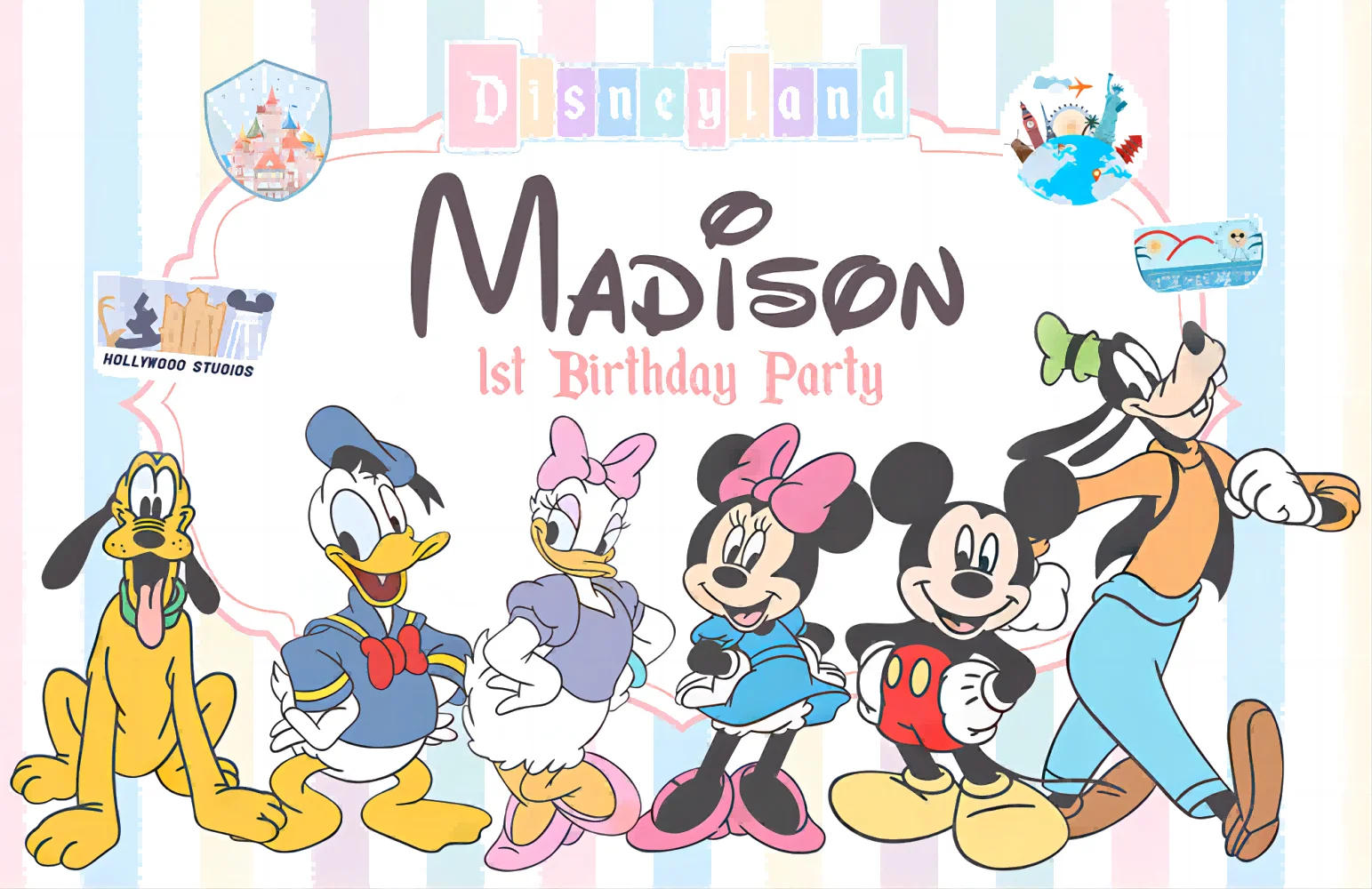 Disney Carton Characters  Happy Birthday Party Baby Shower Decorations Invitations Banner Wall Decor Photo Booth