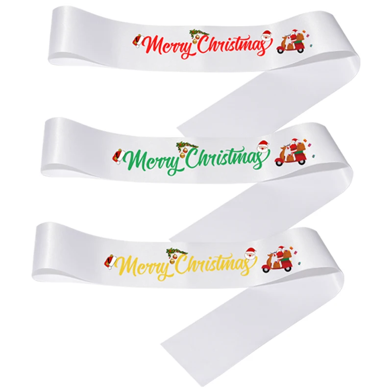 Festival Party Satin Sash Happy Christmas Cartoon Creative Belt Shopping Mall Christmas Day Welcome Miss Ribbon