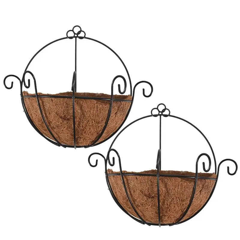 

-November 2 PCS Iron Wall Hanging Gentleman Basket 25Cm Semi-Circular Plant Flower Wall Hanging Bracket Plant Hanger Decoration