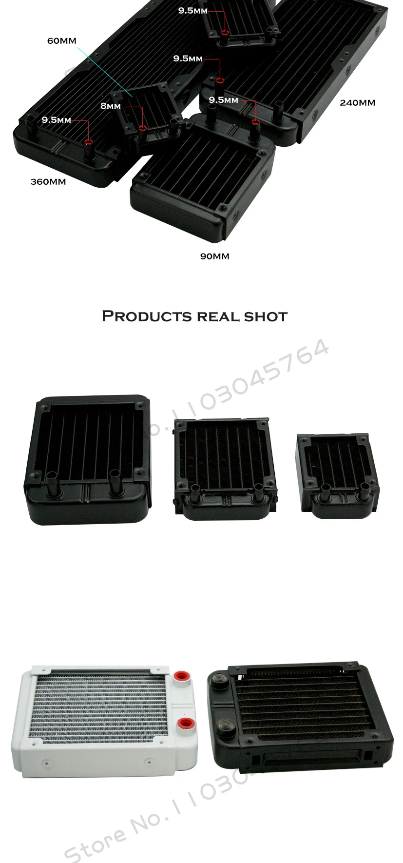 Radiatore Di Raffreddamento PC A Liquido 240mm Nero | Scambiatore Di Calore In Alluminio Con Ventole | 12 Tubi - 4