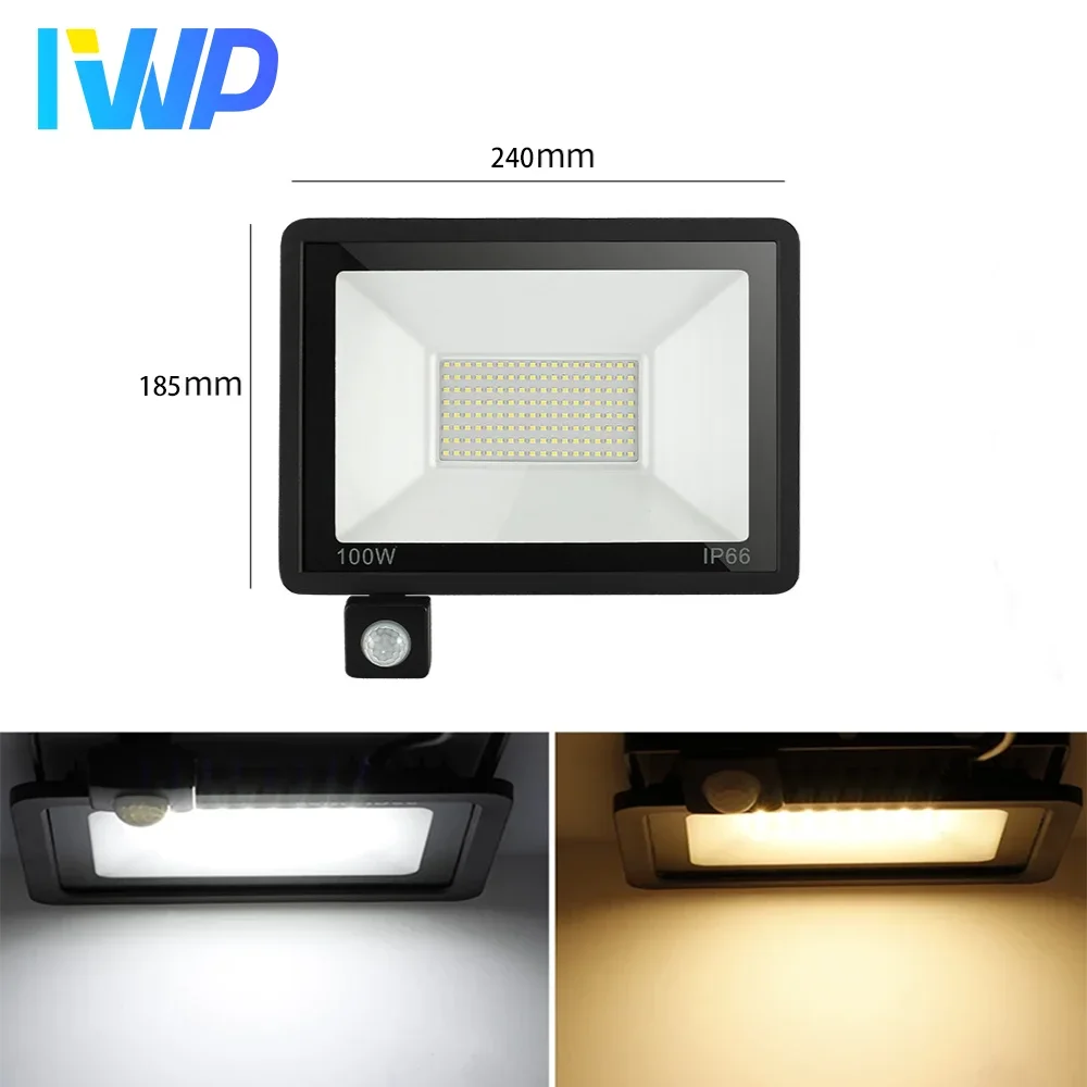 PIR Motion Sensor LED Flood Light AC220V 20W 30W 50W 100W Outdoor IP66Waterproof Wall Floodlight Garden Spotlight LED Steet Lamp