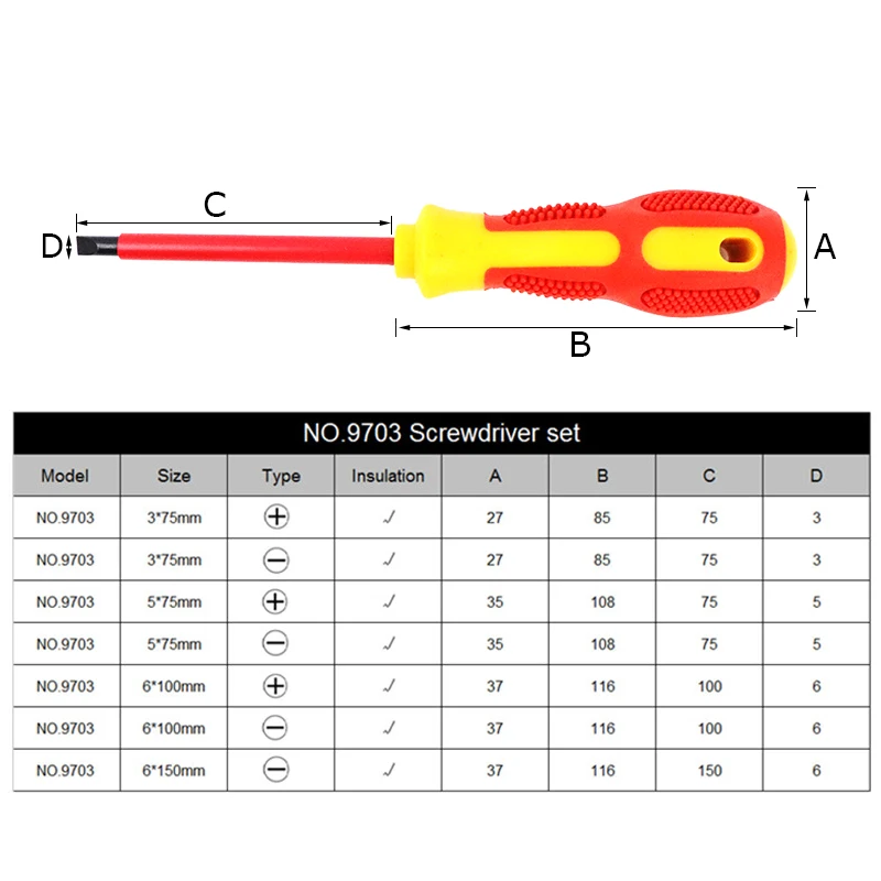 For Electrician Hand Tools 7pcs Insulated Screwdriver Set Magnetic Screwdriver Phillips Slotted Bits Withstand Voltage 1000V