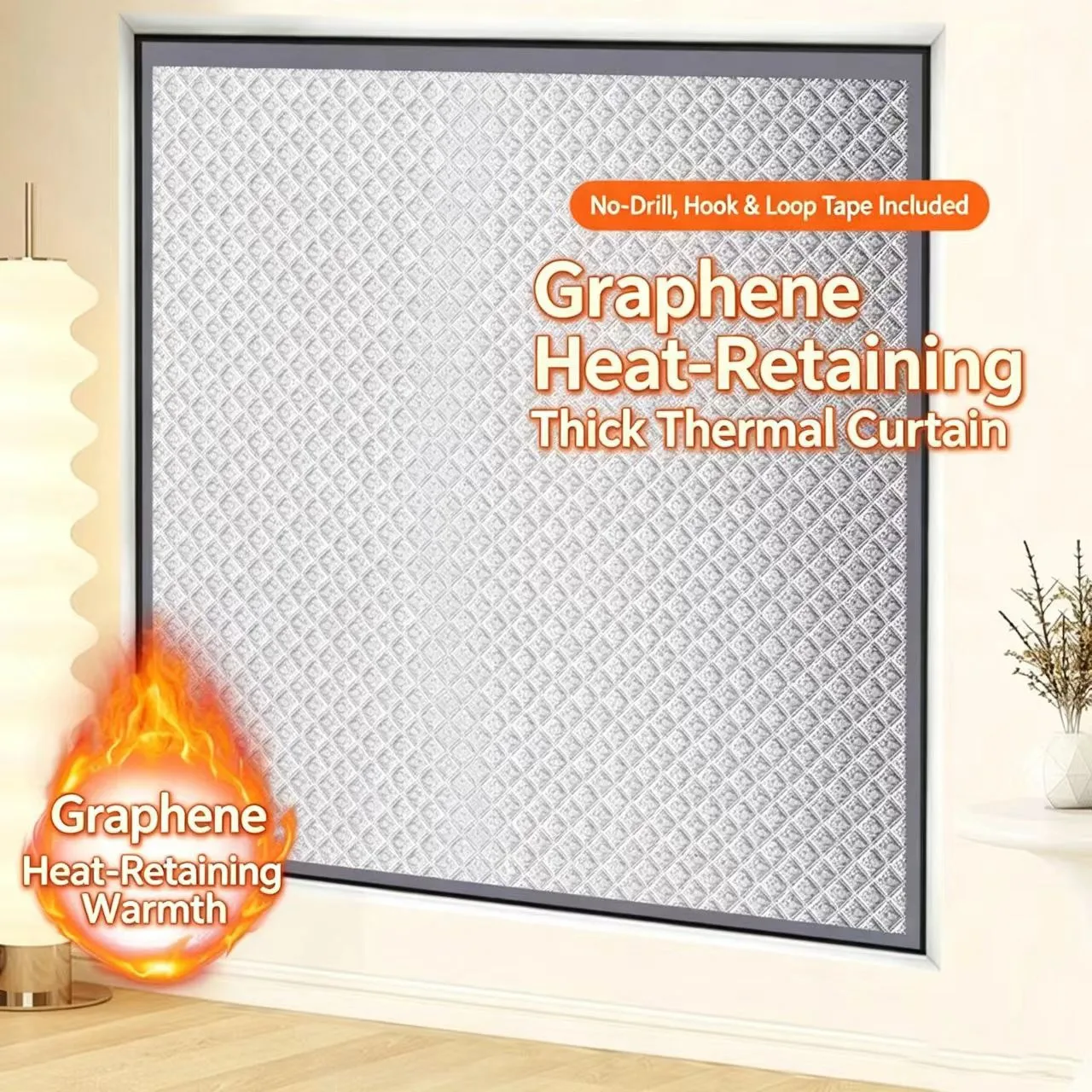 Thickened Warm Cotton Curtains, Graphene Thermal Storage, Windproof, Cold Proof, Dust-proof, Bedroom Sealed Windows