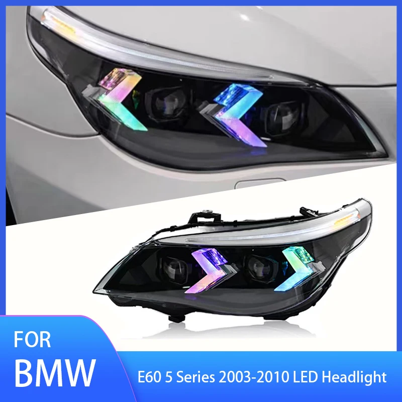 Car Front Lamp for BMW E60 520i 520d 523i 525i 530i 2003-2010 RGB Remote-controlled Color-changing DRL Headlight