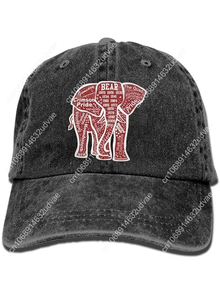 

Unique Alabama Red Elephant Pattern Hat Unisex Vintage Cotton Snapback Caps Men Baseball Cap Hats Cotton Denim Cap
