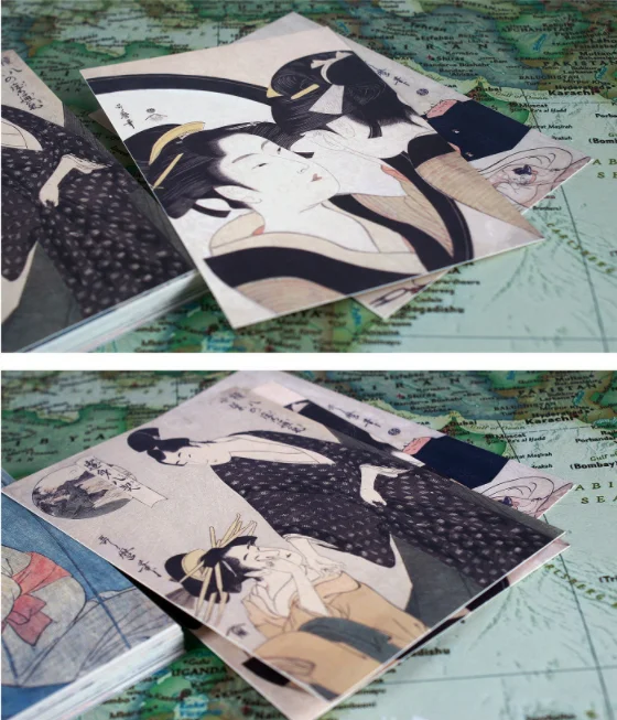 30Sheets/Box Japanese Famous Artists Katagawa Utamaro Artwork Postcard Ins Style Greeting Card Art Painting Post Card Gift Wish