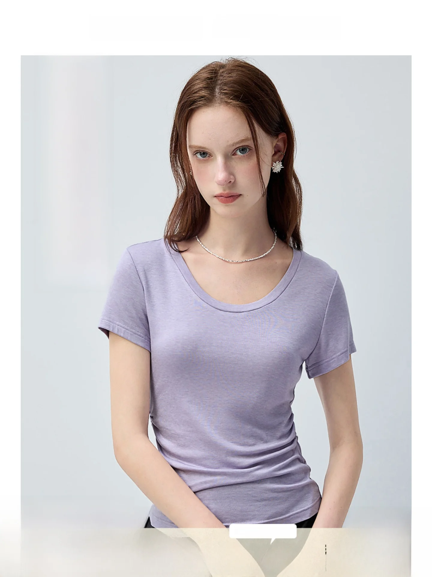 

plus Size Women's U-Neck T-Shirt Slim Fit Short Sleeve Korean Style Breathable Knitted Top for Summer Versatile plus Size MM Top