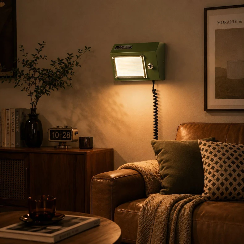 Creative LED Wall Lamp Green Red Metal Plug Indoor